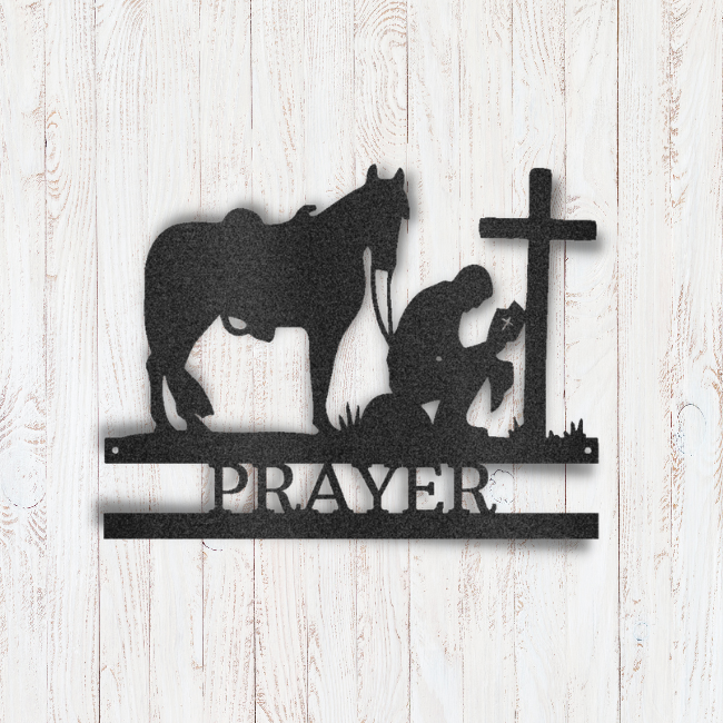 Kneeling Cowboy Monogram - Steel Sign