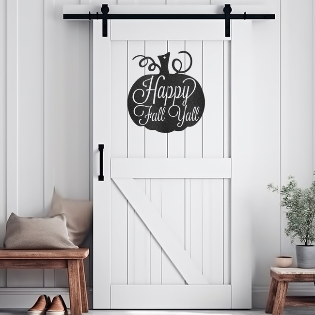 Happy Fall Yall - Metal Door Sign - 5 Different Color Options