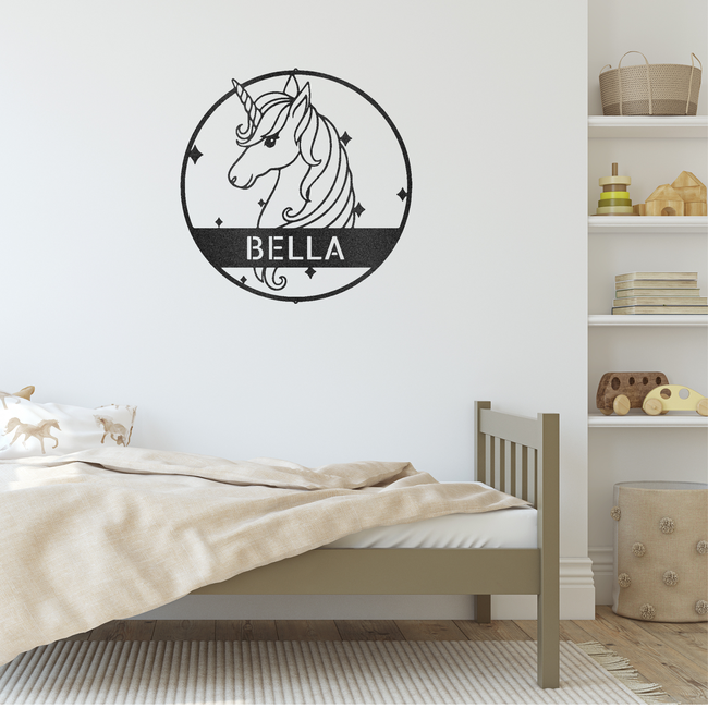 Cute Unicorn Monogram - Steel Sign